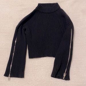Zara Zipper Detail Turtleneck Crop Sweater